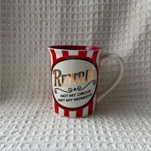 Our Name Is Mud Retired Red & White Striped Ceramic Mug - 'Retired' Gold Accent